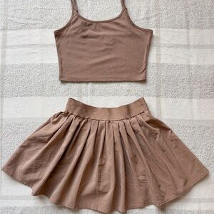 Brown 2 Piece Set Crop Tank & Pleated Skort Small if it were me